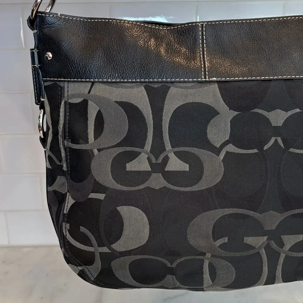 Coach Bag Purse Handbag Y2K Pocketbook Zoe Black and Gray Signature Tote